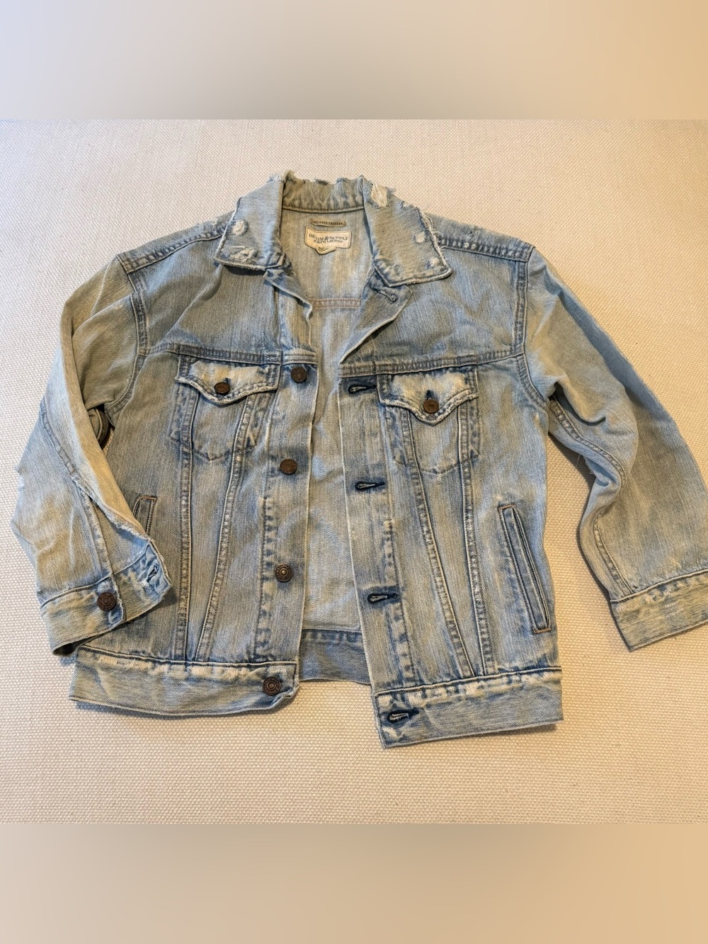 Ralph Lauren Distressed Light Blue Denim Jacket Vintage Inspired